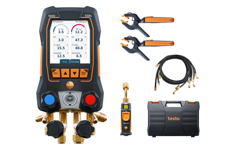 testo 558s inteligentná vákuová sada - digitálne servisné zariadenie s bezdrôtovými teplotnými a vákuovými sondami